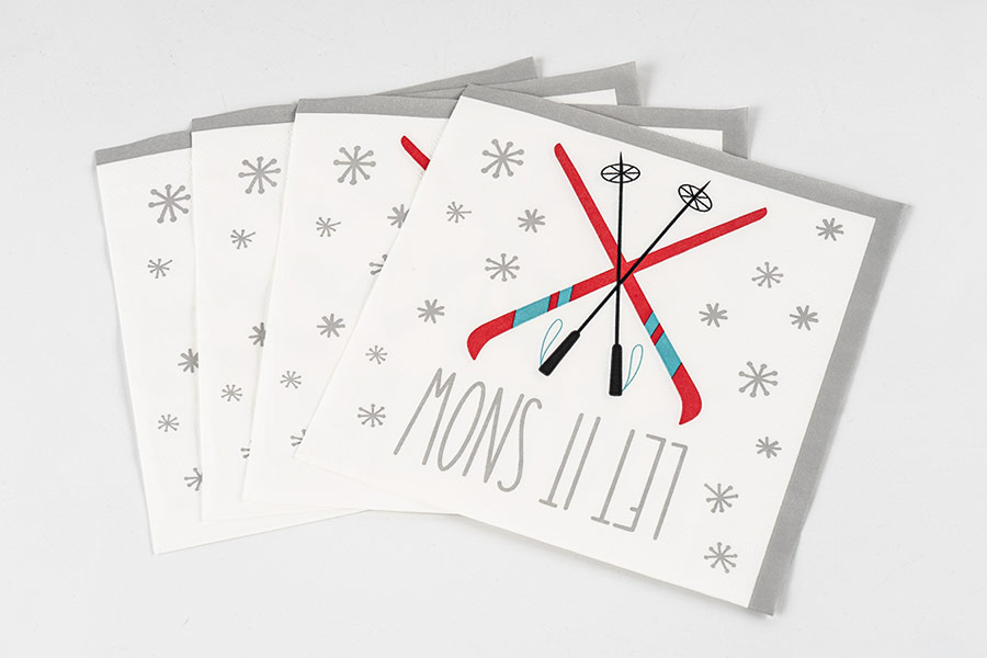 Winter-SKI-Thema-Papierserviette Winter-SKI-Thema-Papierserviette